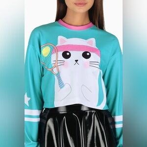 BadMeowton Cropped Sweater, Blackmilk size small